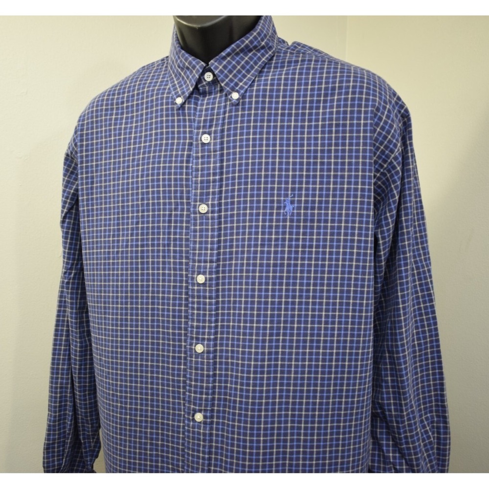 Polo Ralph Lauren Golf Dress Shirt Plaid Tilden Long Sleeve Button Up Mens Large